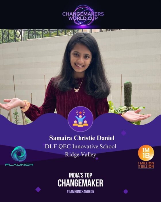 Samaira Christie Daniel: Top 500 Changemaker of India – 1M1B World Cup 2025